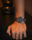 Relógio Technos Masculino Steel Couro Legítimo Prata Preto