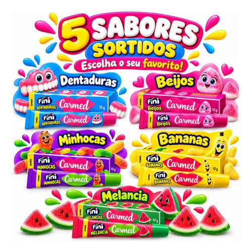 Kit 5 Carmed Fini Hidratante Labial Sortido Sabores