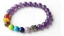 Pulseira Em Pedras Naturais Ametista Com 7 Chakraz 8mm