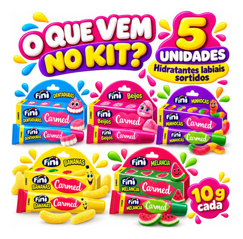 Kit 5 Carmed Fini Hidratante Labial Sortido Sabores