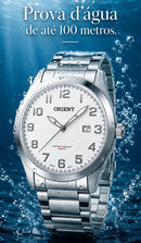 Relogio Orient Masculino Prateado Original Prova D'água 100m