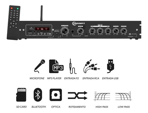 Taramps THS 6000 Amplifier Home Receiver Multi Channel 400 Watts RMS 2 ohms