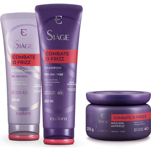 Eudora Siàge Combo Fights Frizz: Shampoo 250ml + Conditioner 200ml + Hair Mask 250g
