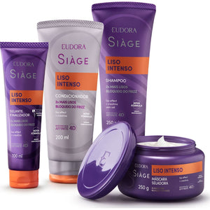 Eudora Siàge Liso Intenso Combo: Shampoo 250ml + Conditioner 200ml + Hair Leave-in 100ml + Mask 250g