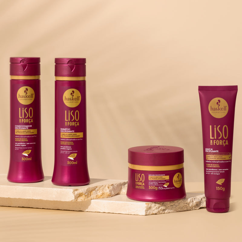 Haskell 'Liso com Força' (Smooth with Strength) Complete Kit – Shampoo, Conditioner & Mask
