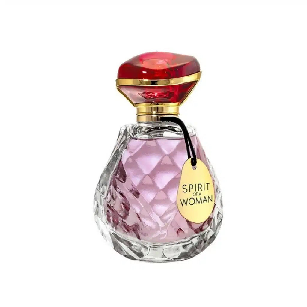 Paris Elysees Spirit of a Woman perfume bottle, 100 ml EDT, elegant glass container with floral and feminine design.