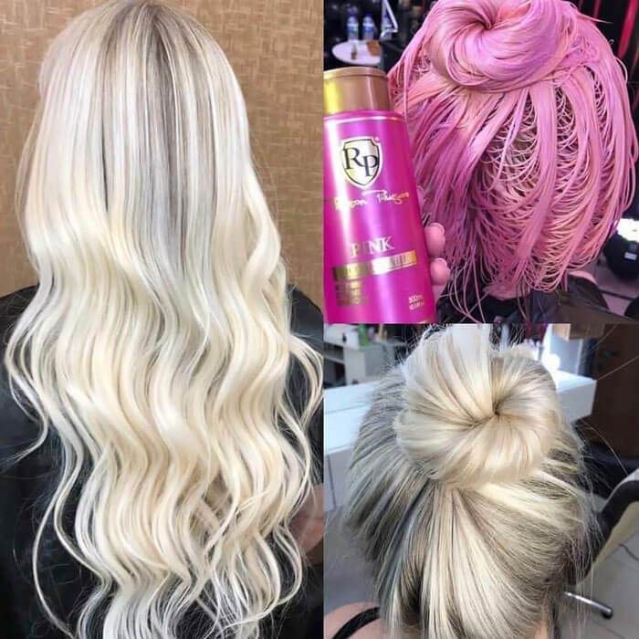 Kit Robson Peluquero Shampoo Matizador Pink Home Care RP Restorer Extreme Luminous 2x300ml