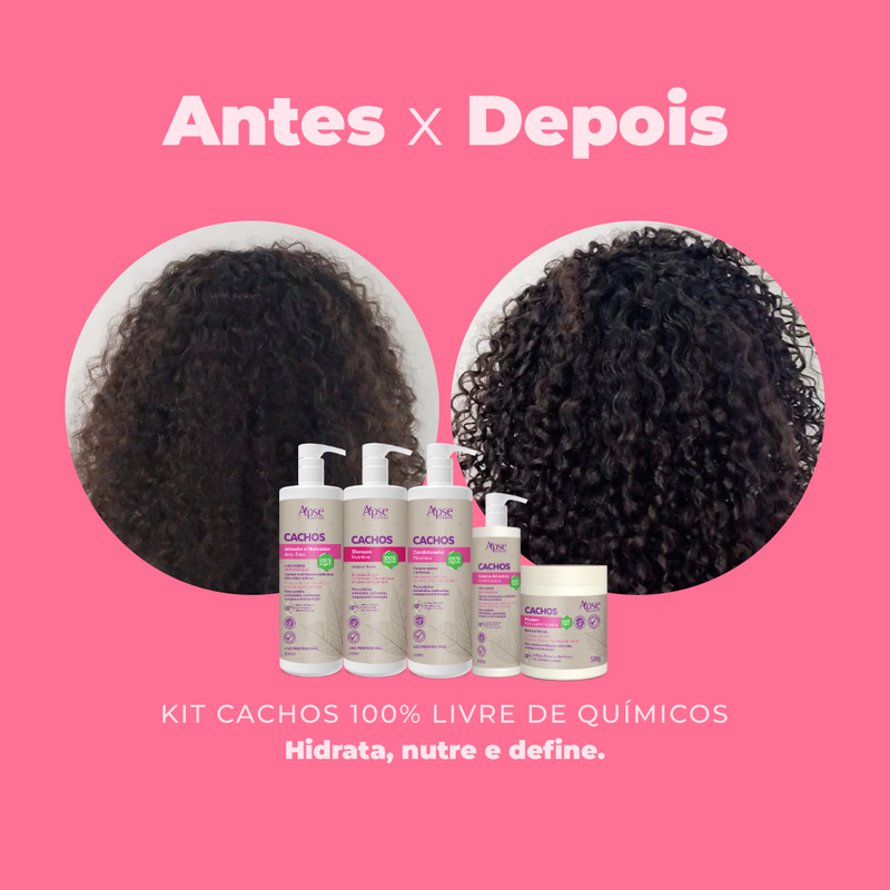 Apse Cachos Complete Jumbo Kit Shampoo, Conditioner, Gelatin, Activating Mask and Styling Activator - 5-Step Treatment for Defined and Hydrated Curls