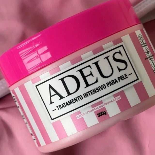Adeus Intensive Skin Treatment body cream in 300g jar, featuring a rich, multifunctional formula for smooth, nourished skin.