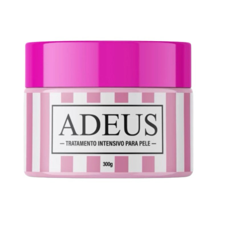 Adeus Intensive Skin Treatment multifunctional body cream in 300g jar, showcasing the creamy texture and packaging.