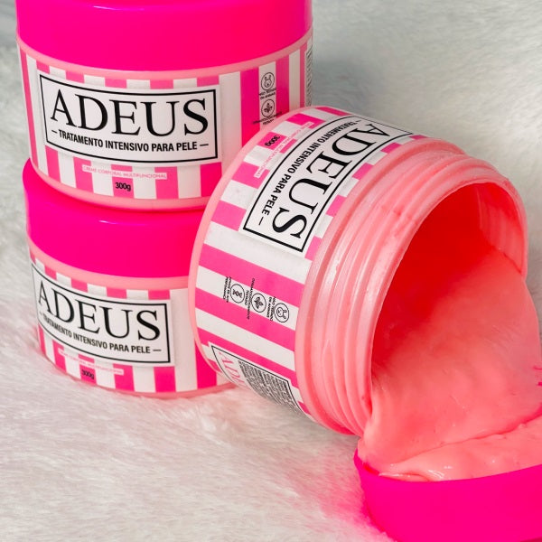 Adeus Intensive Skin Treatment body cream jar showcasing the 300g/10.56 oz packaging with a sleek, minimalist design.