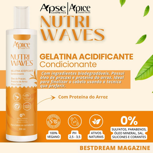 Apice Nutri Waves Hair Acidifying Gelatin 300ml Apse - BuyBrazil