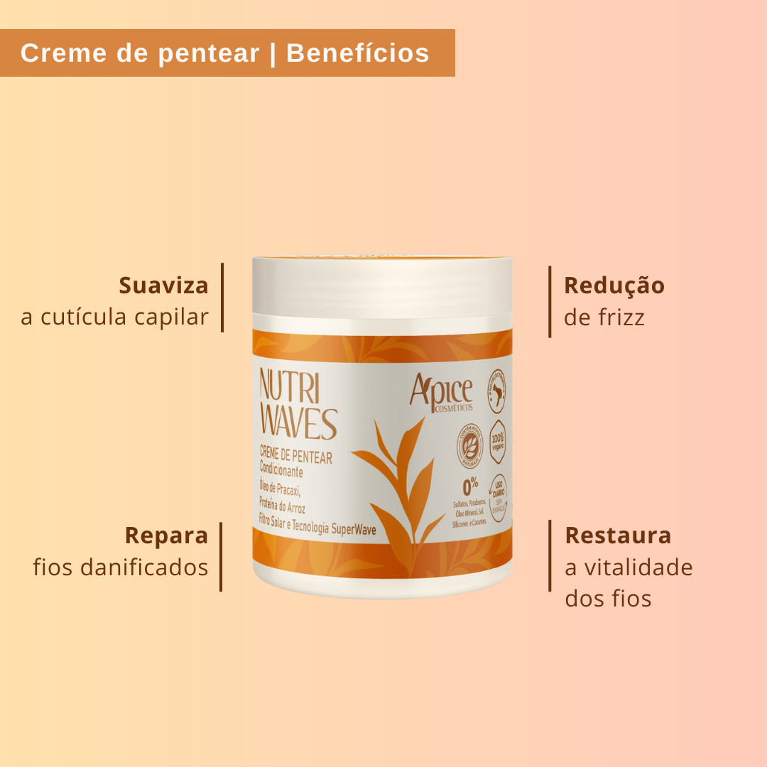 Apice Nutri Waves Leave-in Cream 500g No Poo / Low Poo - Conditioning Action - BuyBrazil