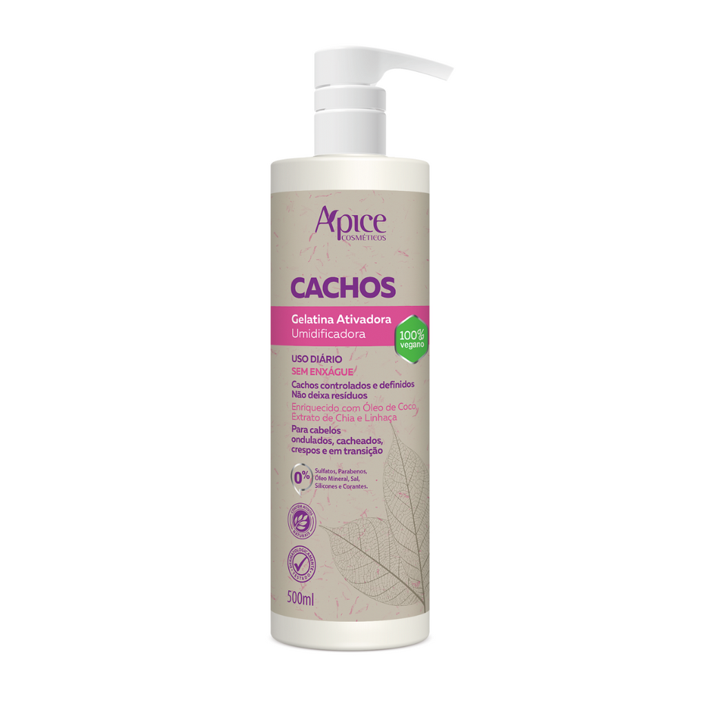 Apice Cachos Complete Jumbo Kit Shampoo, Conditioner, Gelatin, Activating Mask and Styling Activator - 5-Step Treatment for Defined and Hydrated Curls - BuyBrazil