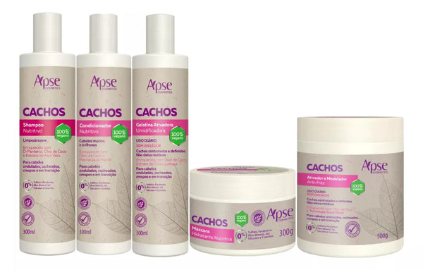 Apice Cachos Kit Shampoo, Conditioner, Gelatin, Mask and Activator 5 Steps - BuyBrazil