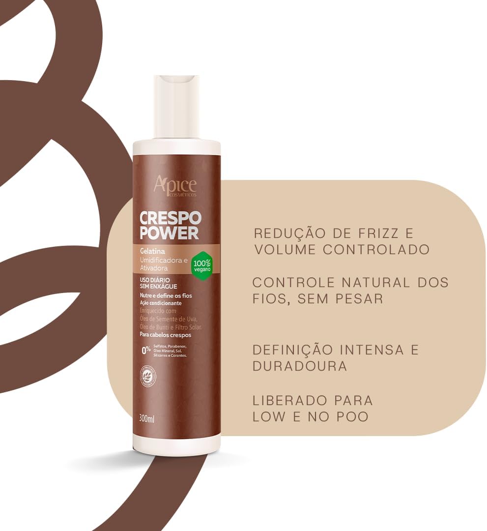 Apice Crespo Power Activating and Moisturizing Gelatin 300ml Conditioning Action - BuyBrazil