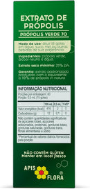 Apis Flora Green Propolis Extract 70 in a 30ml bottle, showing the natural green liquid in a clear glass container.