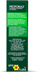 Apis Flora Propomax Green Propolis extract capsules in a bottle, showing the product label and green cap.