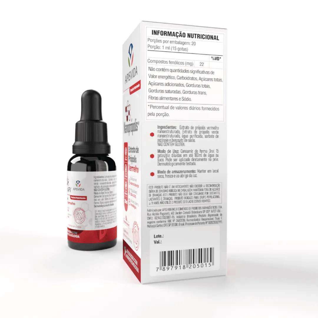 Apisvida Nanopropolis Red Propolis Extract 20ml/0.67 fl.oz - BuyBrazil