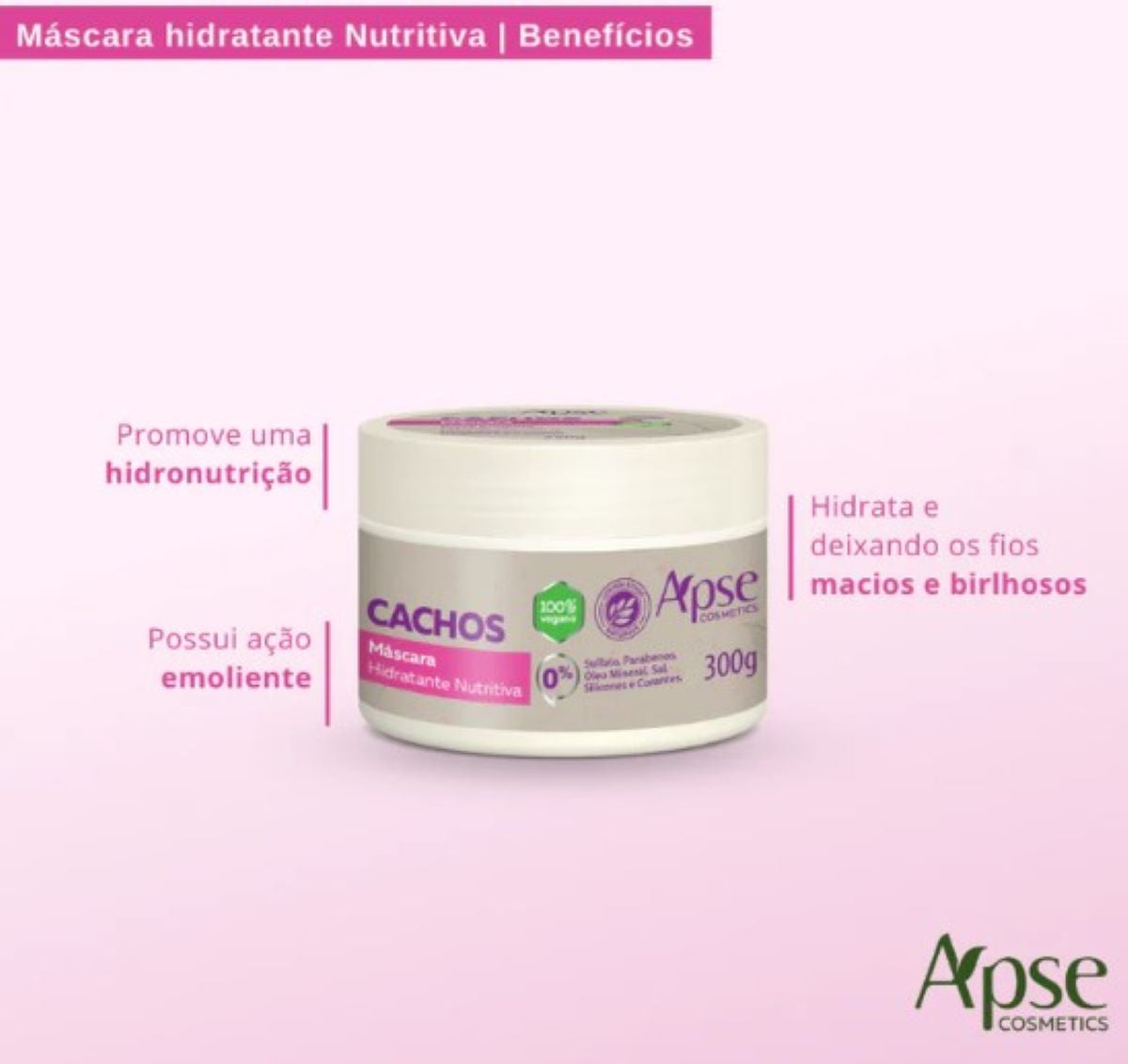 Apice Cachos Vegan Moisturizing Nourishing Curl Mask 300g Apse - BuyBrazil