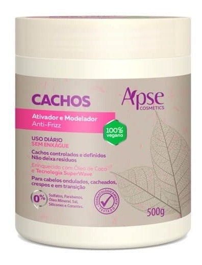 Vegan moisturizing curl mask by APSE COSMETICS, 500g jar with nourishing formula for curly hair care.