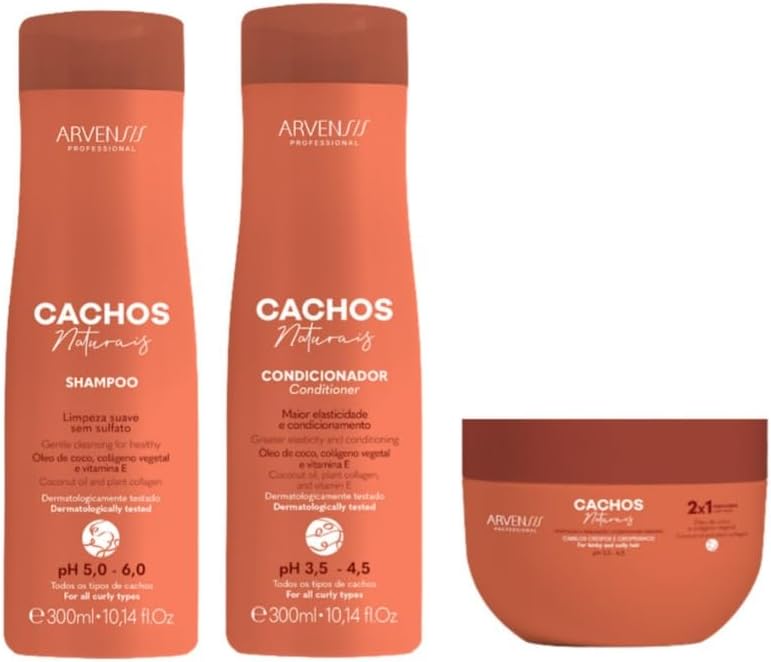 Arvensis Natural Curls Kit Shampoo 300ml, Conditioner 300ml and Mask 2x1 250g - BuyBrazil