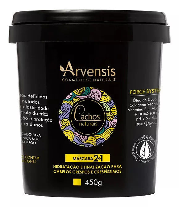 ARVENSIS Natural Curls 2-in-1 vegan hair mask in a 500g jar, designed for curly hair care and nourishment.
