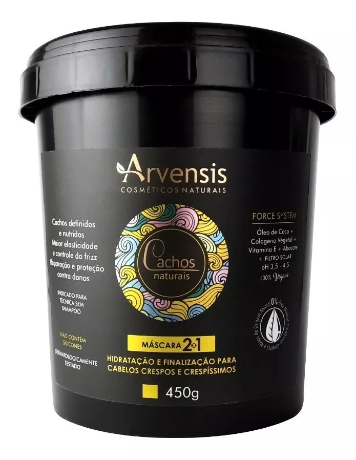 ARVENSIS Natural Curls 2-in-1 vegan hair mask in 500g jar, designed for nourishing and defining curly hair.