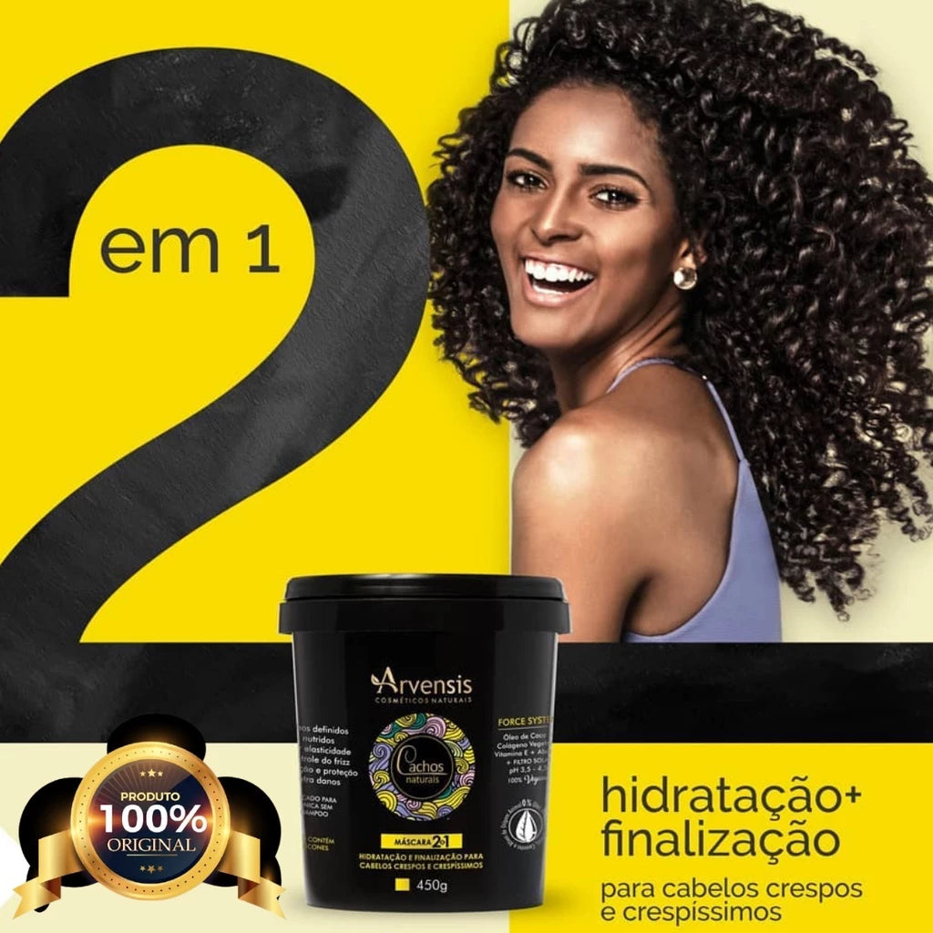 ARVENSIS Natural Curls 2-in-1 vegan hair mask in a 500g jar, showing the product with a creamy texture and natural ingredients.