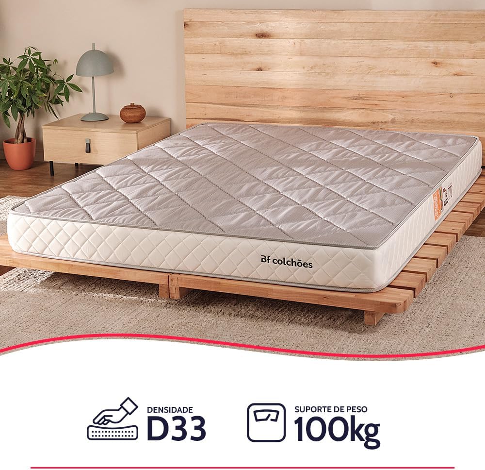 Single Orthopedic Mattress with D33 Vacuum Foam 88x188cm BF Colchões - BuyBrazil