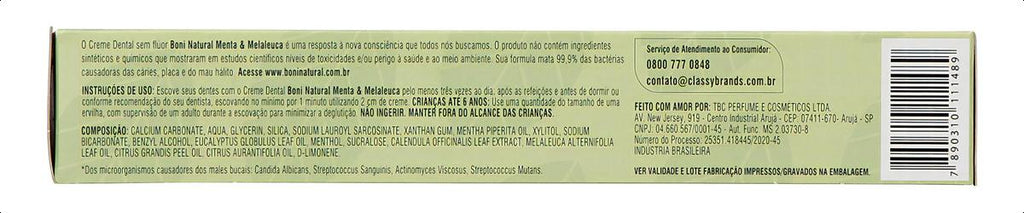Boni Natural Mint and Melaleuca Toothpaste 90g - BuyBrazil
