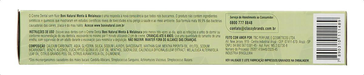 Boni Natural Mint and Melaleuca Toothpaste 90g - BuyBrazil