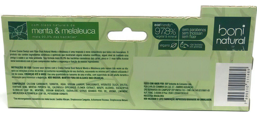 Boni Natural Mint and Melaleuca Toothpaste 90g - BuyBrazil