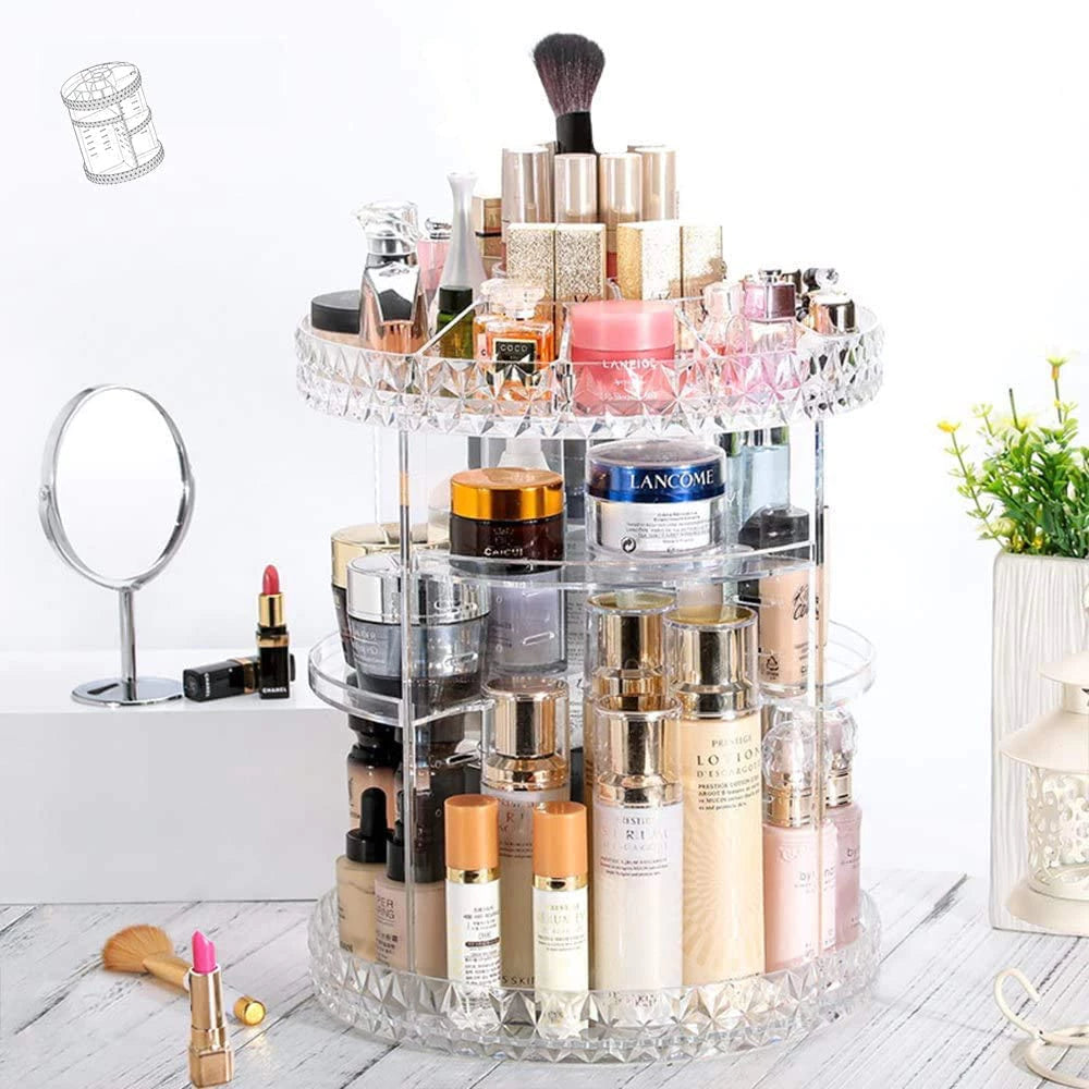 Organizador de maquiagem Giratório 360º Acrílico Suporte de Cosméticos