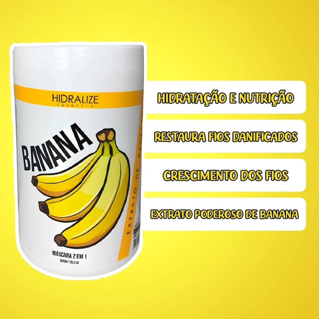 Mascara De Hidratacao E Fortalecimento Capilar Hidralize 1kg Nutricao Reconstrucao e Crescimento dos Fios 2 em 1 - Extrato de Banana