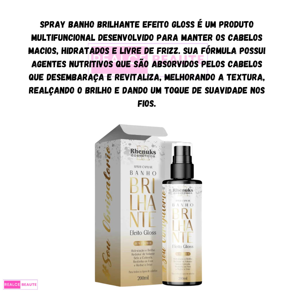 Kit Spray Capilar Meu liso + Spray Capilar efeito GLOSS MULTIFUNCIONAL  BANHO BRILHANTE 200ml cada