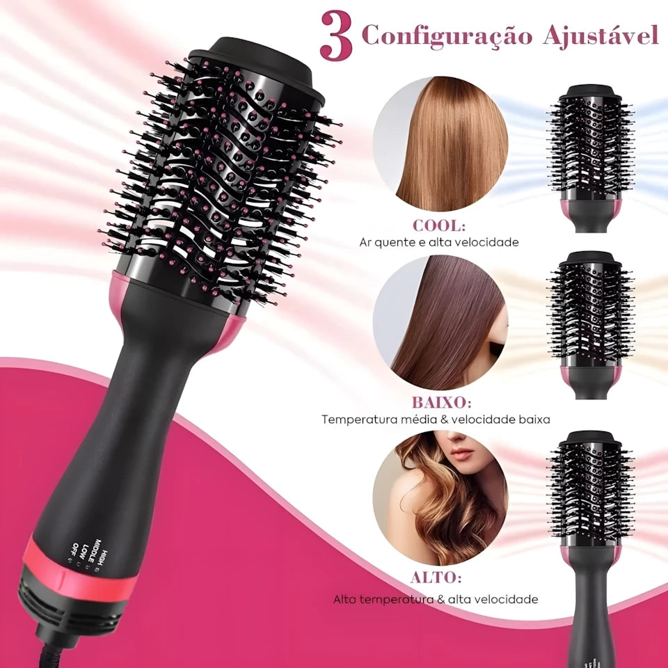 Escova Secadora Alisador Elétrica Quente Cabelo Com 3 Em1 Hair Styler Marisa APENAS 110