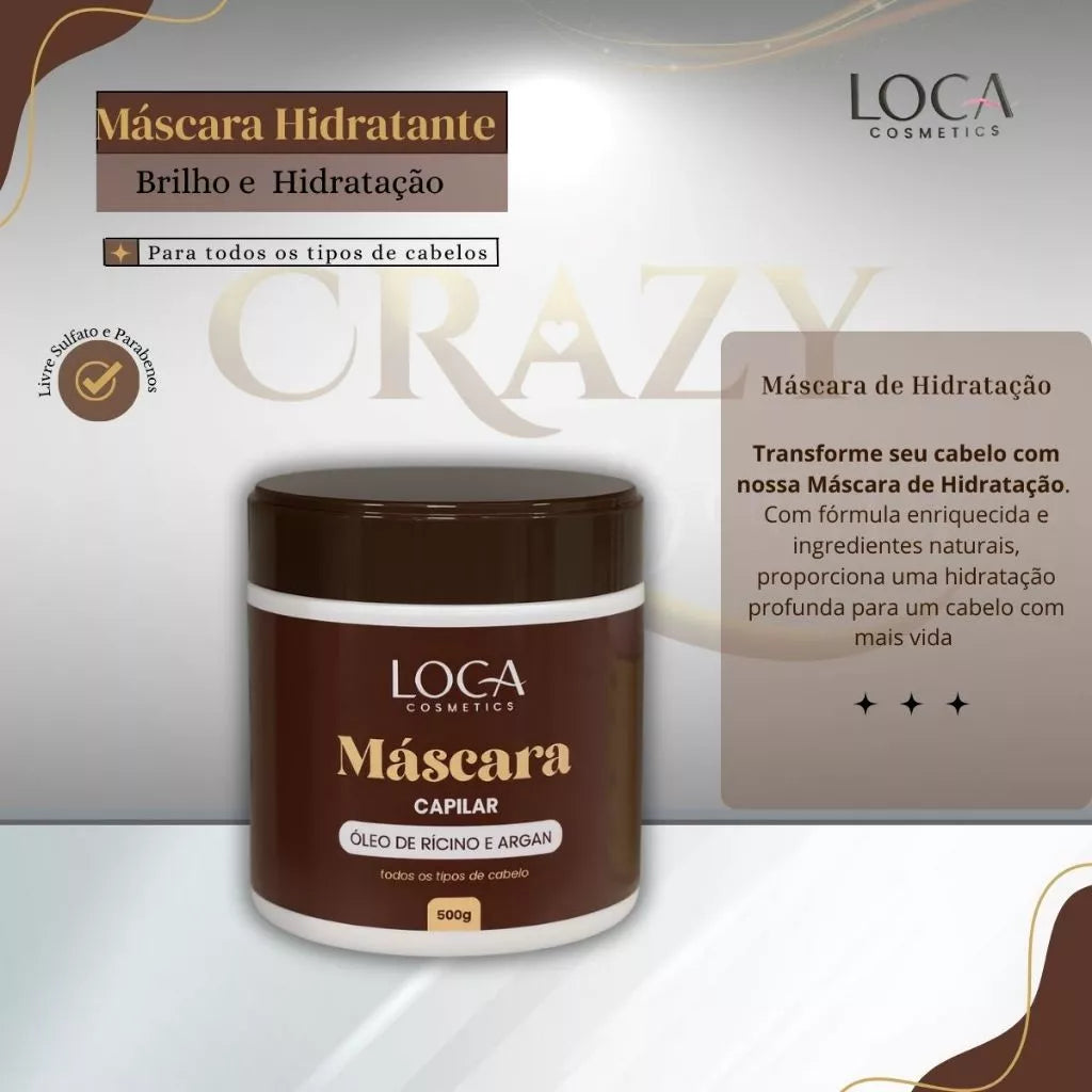 Kit Master - Máscara 500g + Shampoo + Condicionador 1LT + Oleo 60ml Loca Natural Cosmetics