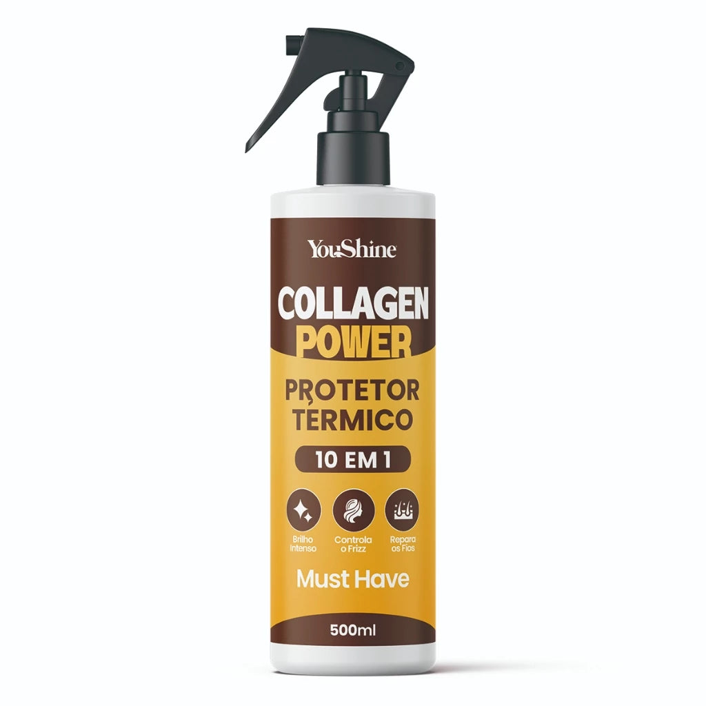 Protetor Termico Collagen Power 10 em 1 Spray YouShine Defrizante Capilar Finalizador 500mL