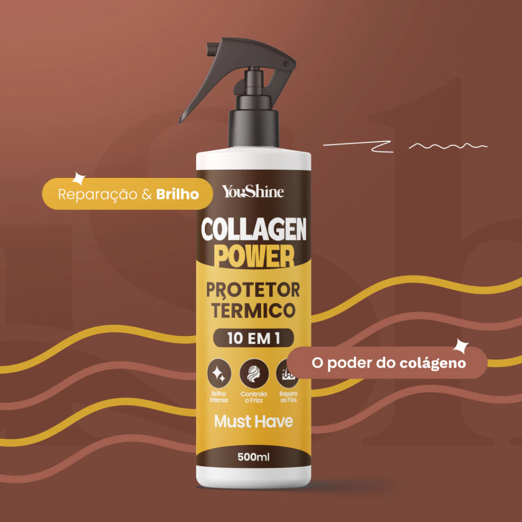 Protetor Termico Collagen Power 10 em 1 Spray YouShine Defrizante Capilar Finalizador 500mL