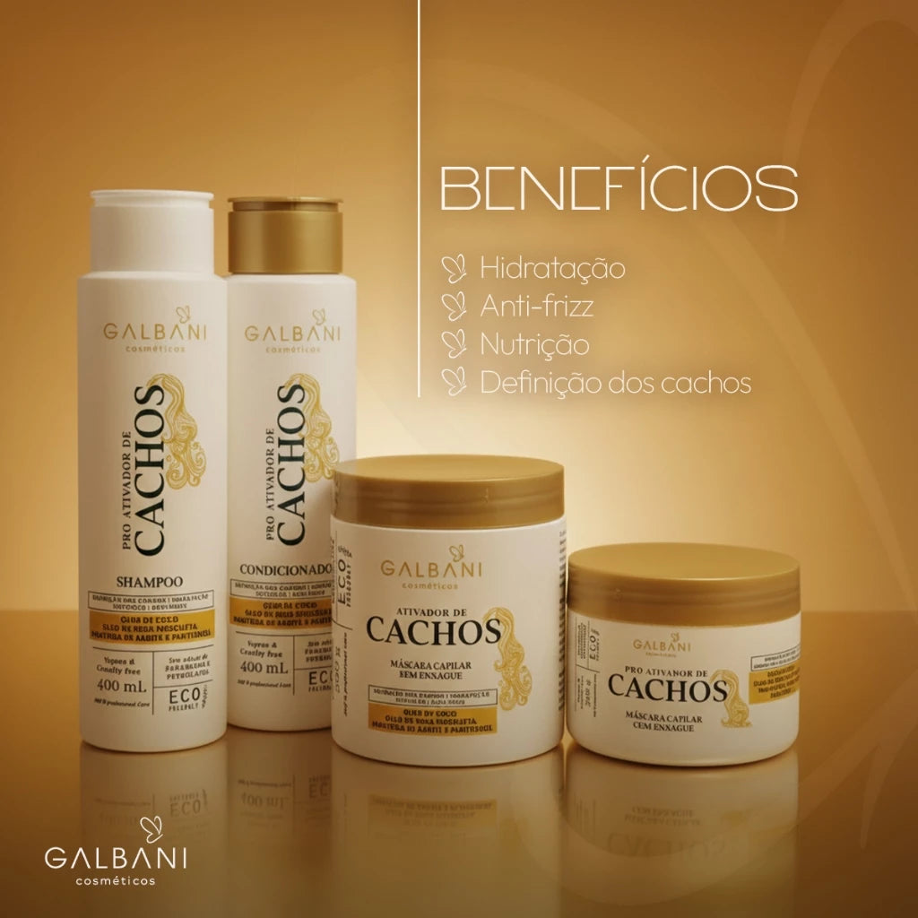 KIT 4 produtos Ativador de CACHOS com Manteiga de Karitê