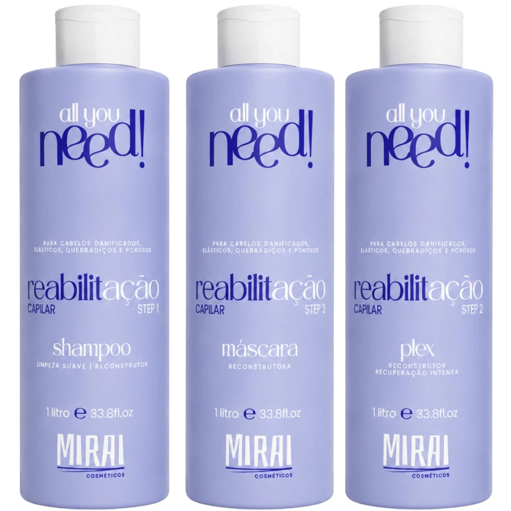 Kit Reabilitação Capilar 1L Tratamento S.O.S Anti-emborrachamento Cauterização Mirai Cosmeticos