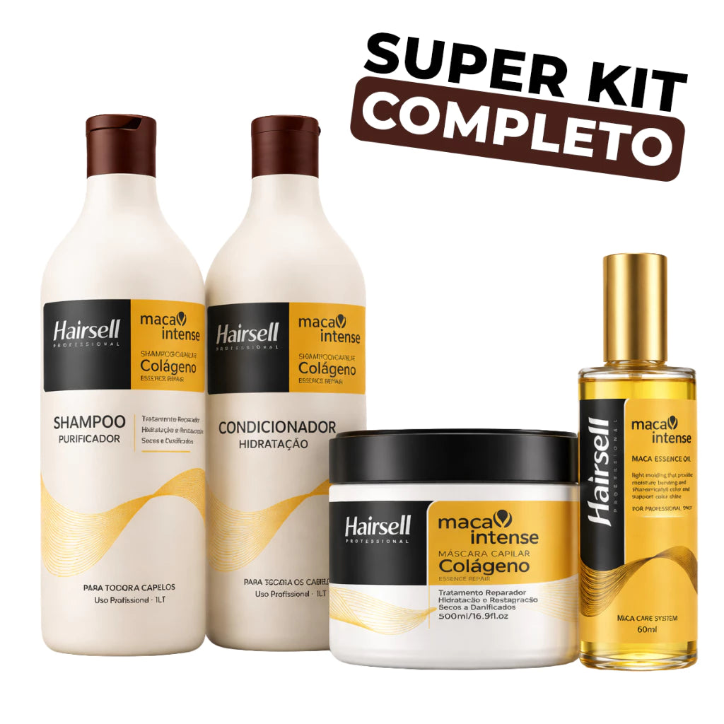 Kit Shampoo + Cond Purificador 1L Máscara Hidratação 500g Óleo Reparador 60ml Hairsell