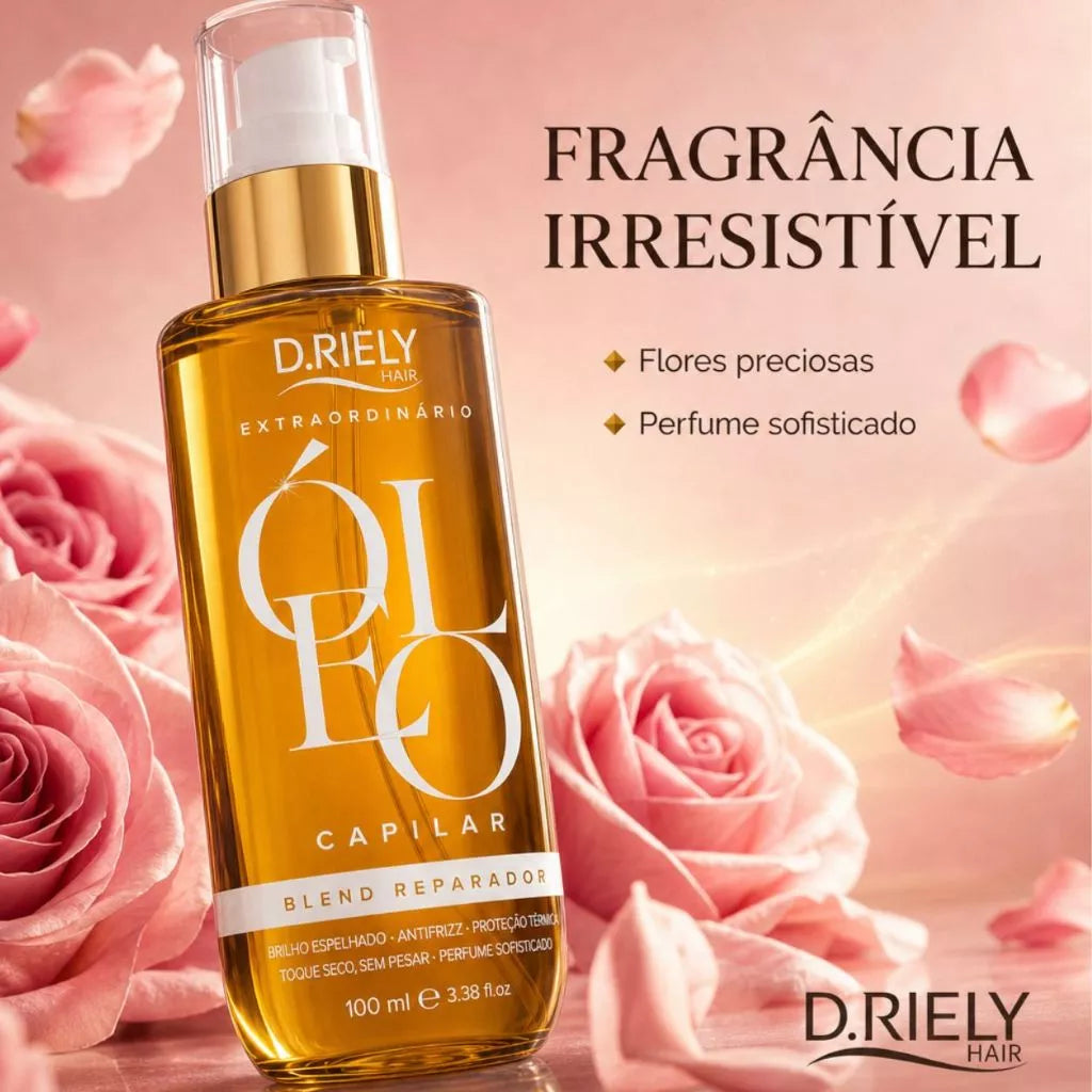 Óleo Extraordinário D.Riely Hair Óleo de Argan Capilar Antifrizz Hidratação Brilho Reparador de Pontas Cabelo Ressecado