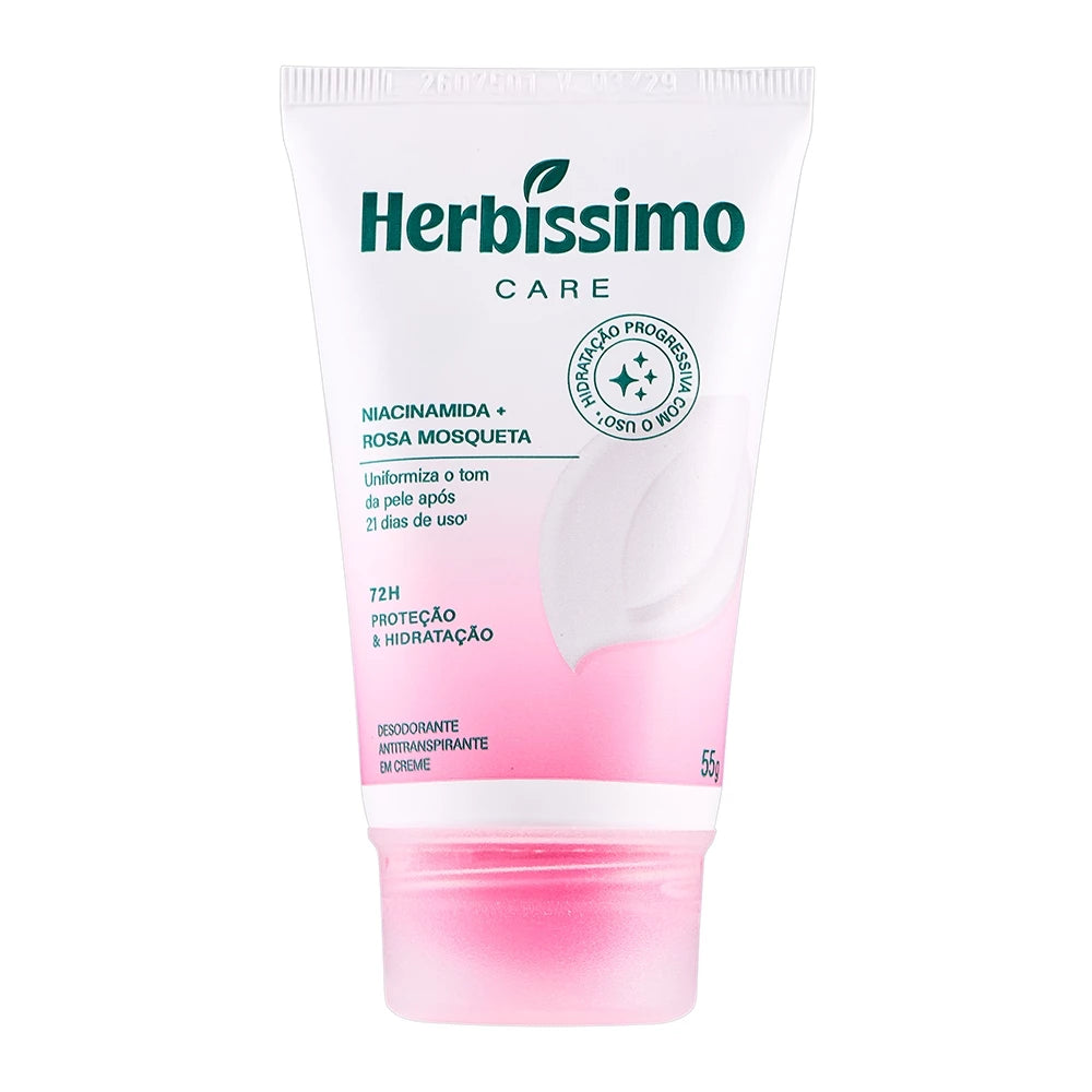 Creme Desodorante Antitranspirante Herbíssimo Care Rosa Mosqueta E Niacinamida Bisnaga 55g