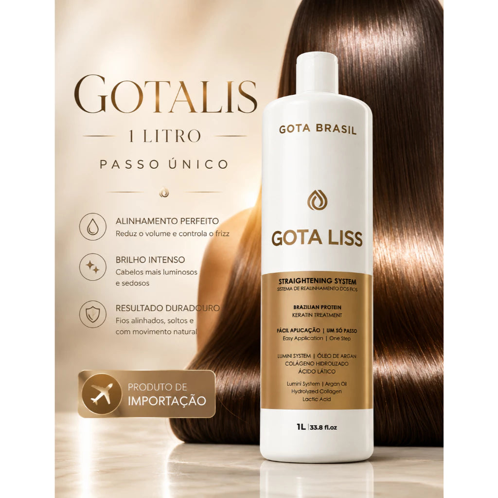 Progressiva Orgânica sem Formol 1L Gota Liss Liso Espelhado com Protetor Térmico e Finalizador
