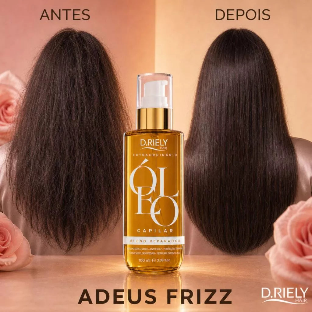 Óleo Extraordinário D.Riely Hair Óleo de Argan Capilar Antifrizz Hidratação Brilho Reparador de Pontas Cabelo Ressecado