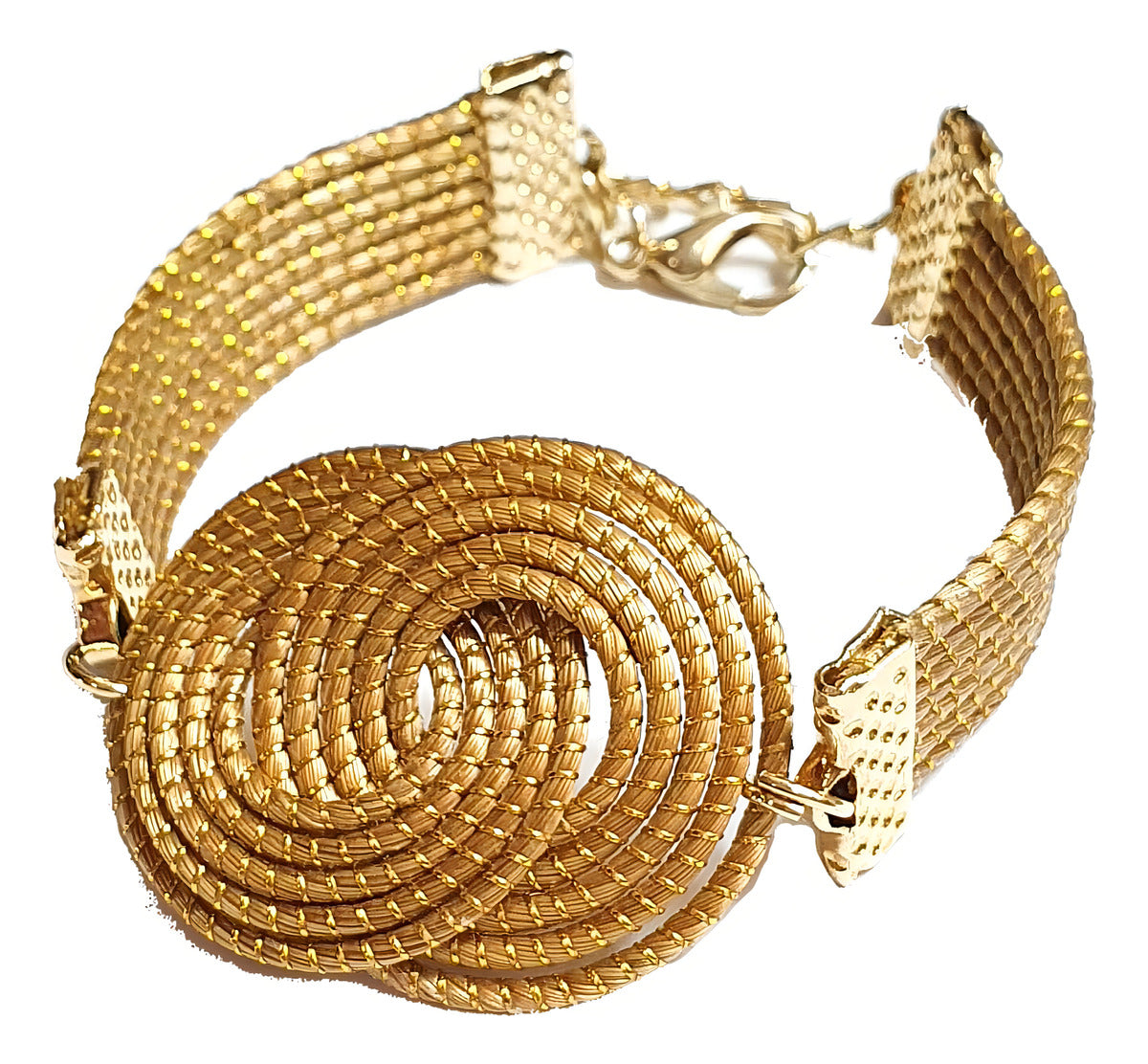 Conjunto Brinco + Pulseira Infinito Capim Dourado Artesanal - BuyBrazil