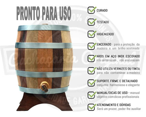 Premium Umburana Wood Barrel – 2 Liters (Vertical Luxury Edition)