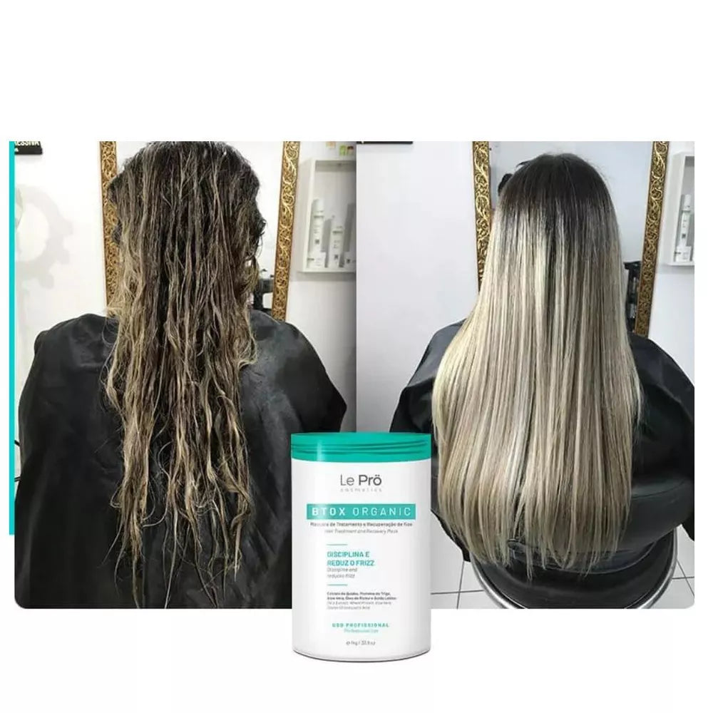 Single Pass Progressive Brush Organic Deep Hair Recovery Mask Kit 2x1 1000ml/ 33.8 fl.oz; Le Pro - BuyBrazil